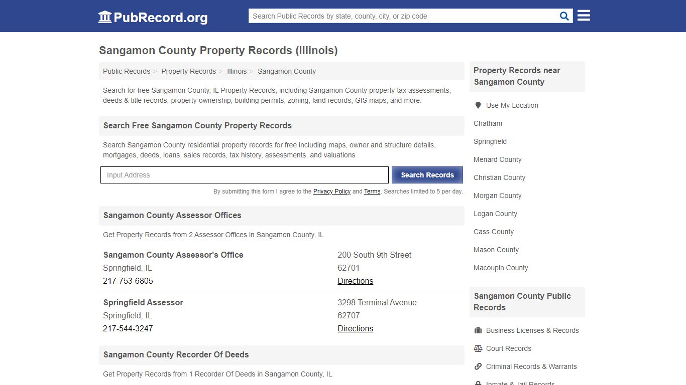 Sangamon County Property Records (Illinois) - Public Record